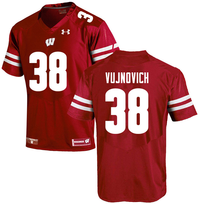 Wisconsin Badgers Men's #38 Andy Vujnovich NCAA Under Armour Authentic Red College Stitched Football Jersey ND40Q76JC